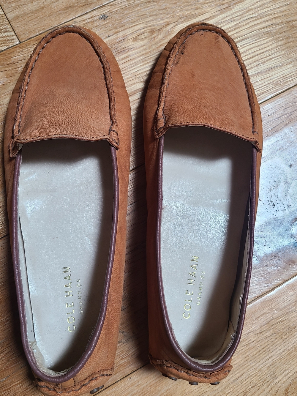Cole Haan Tan Suede Slip-On Driving Loafers
